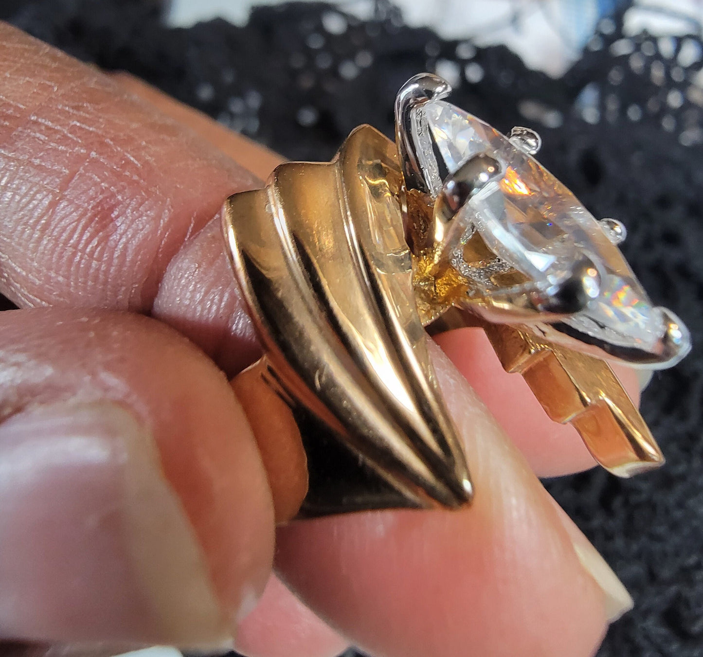 Marquise cut Cubic Zirconia, Statement Ring, Costume Jewelry