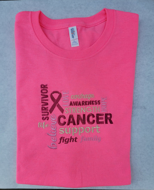 Cancer Awareness Embroidered T-Shirts, Cotton Tshirts with embroidery cancer Awareness