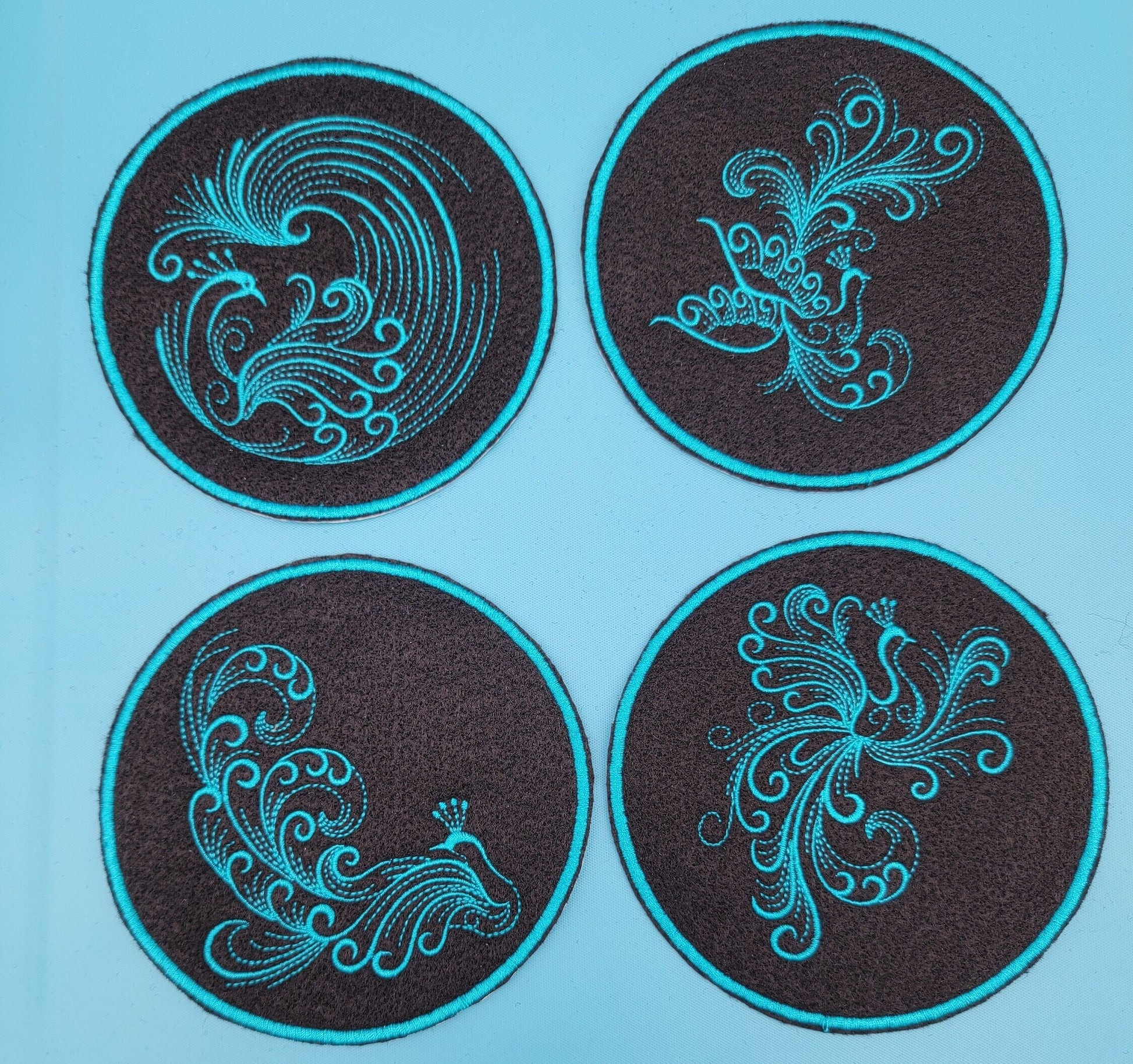 Peacocks, Peacock Patch, Recycled Jean Patches of Peacocks, Iron-on patches, Jean Jacket Patches