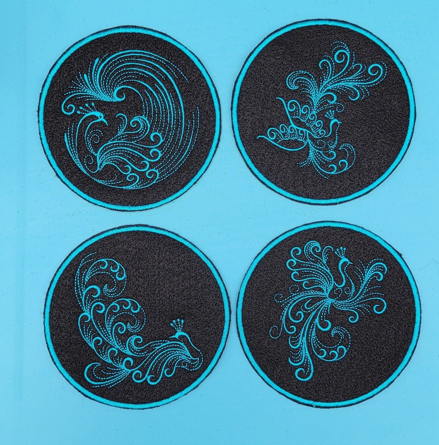 Peacocks, Peacock Patch, Recycled Jean Patches of Peacocks, Iron-on patches, Jean Jacket Patches