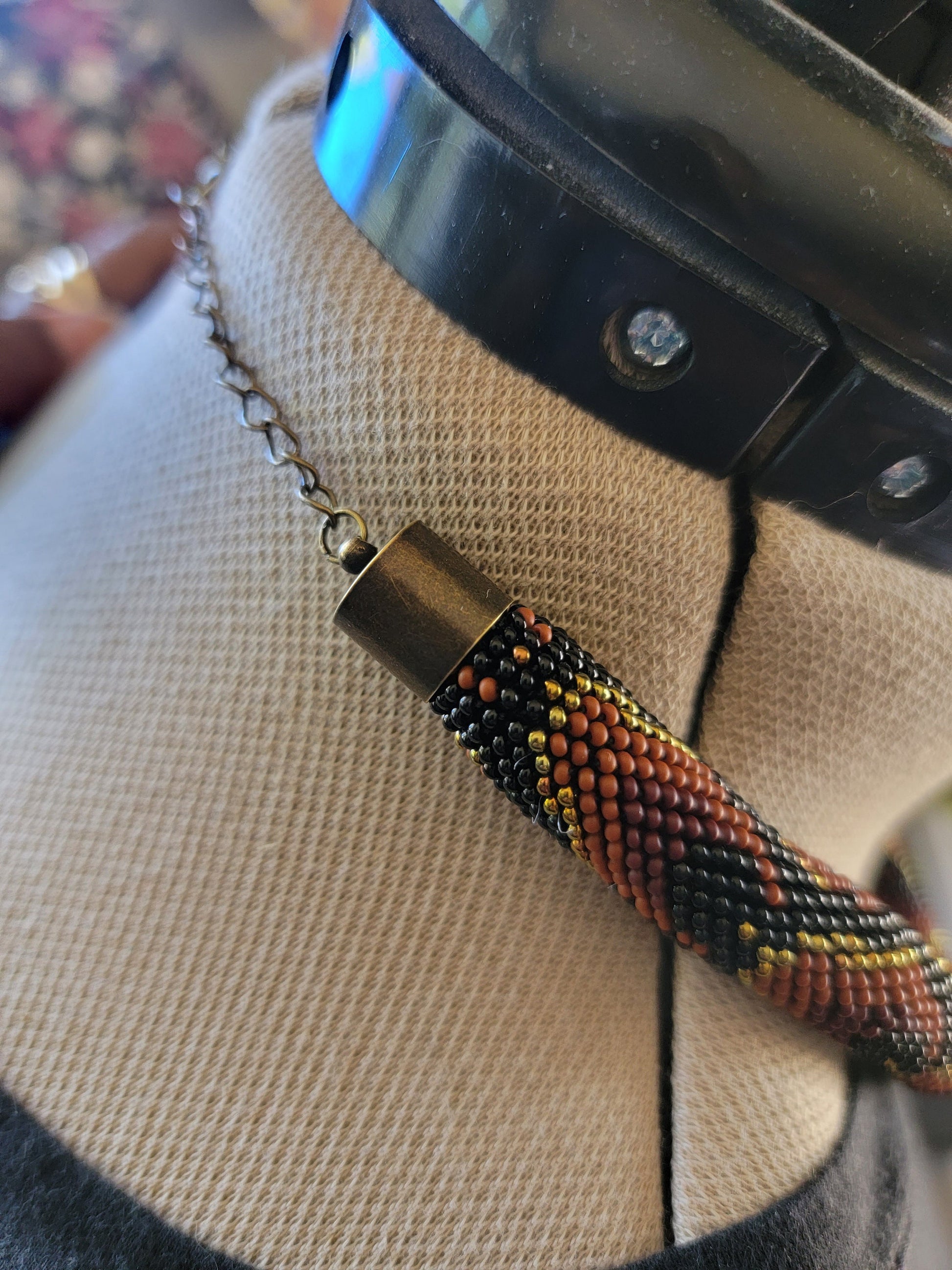 Snake Necklace, Beaded Snake Necklace, Retile inspired Choker Necklace