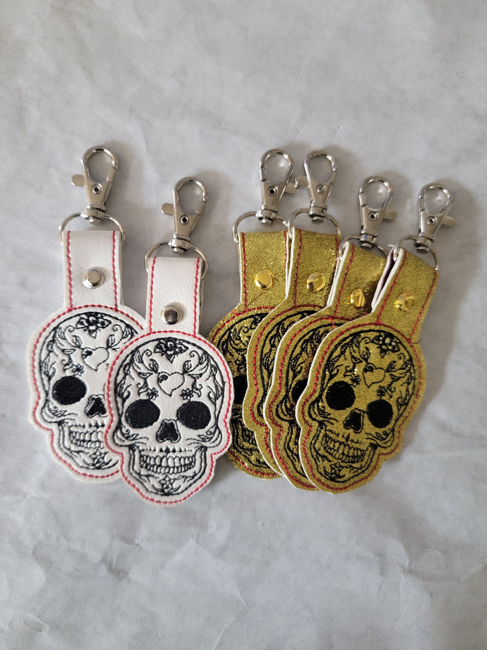 Skull Key Rings, Sugar Skull Key Fob, Day of the Dead, Small Gifts, Halloween, Dog Paws, Chickens, Cats,