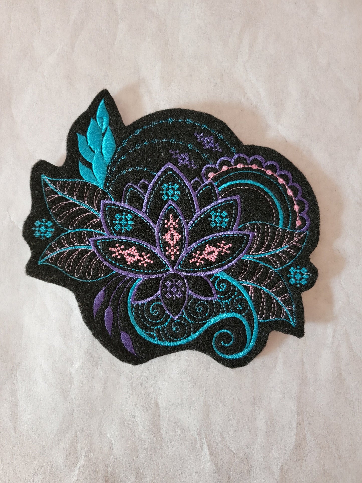 Lotus Flower, Felted Lotus Flower Iron-On Patch, Lotus Plant Patch, Inspirational Flower Patches,