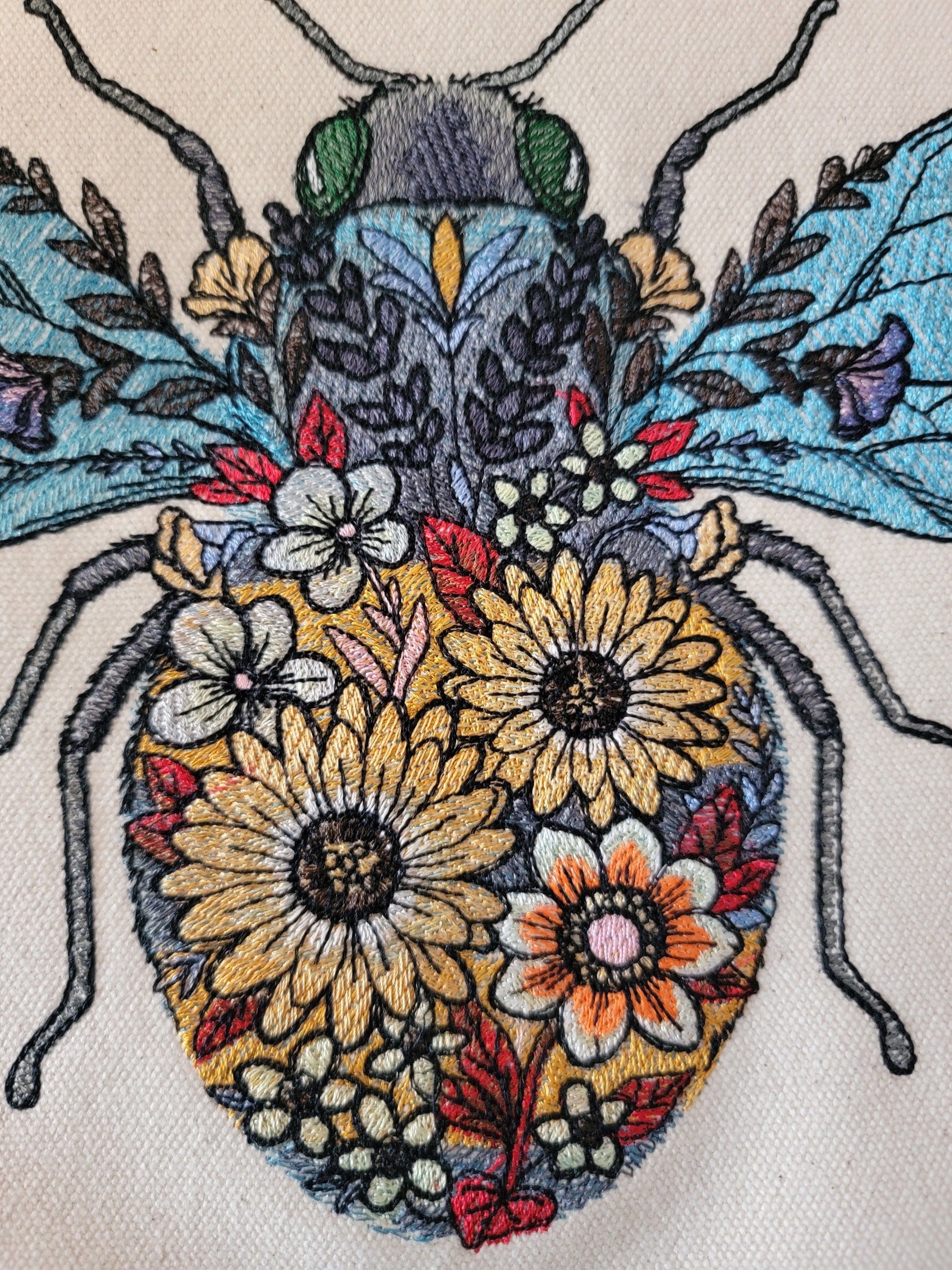 Bee Tapestry, Bee Embroidery, Wall hanging, Kitchen Decor, Bee Lovers, Bee Keepers, Decor