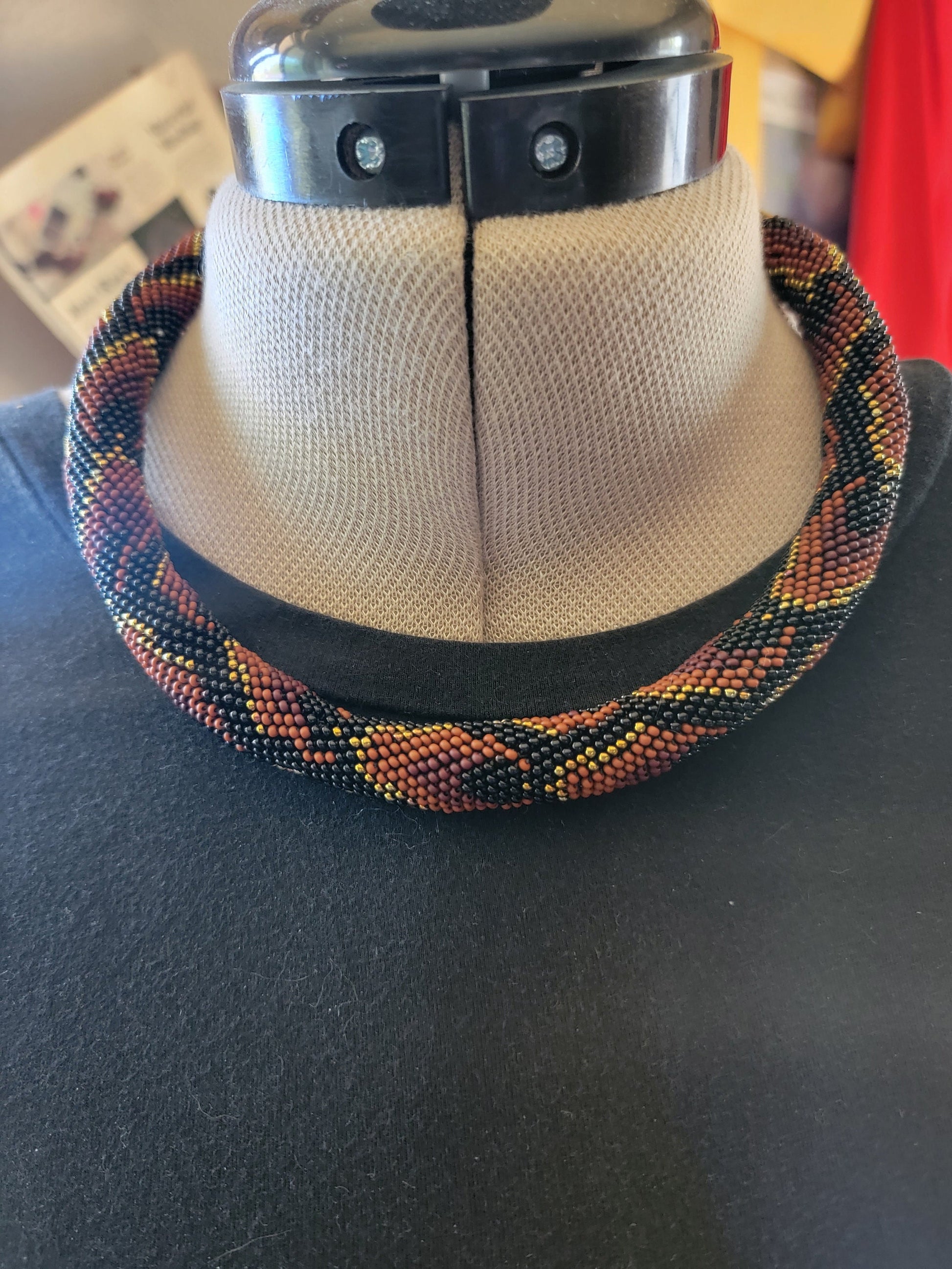 Snake Necklace, Beaded Snake Necklace, Retile inspired Choker Necklace