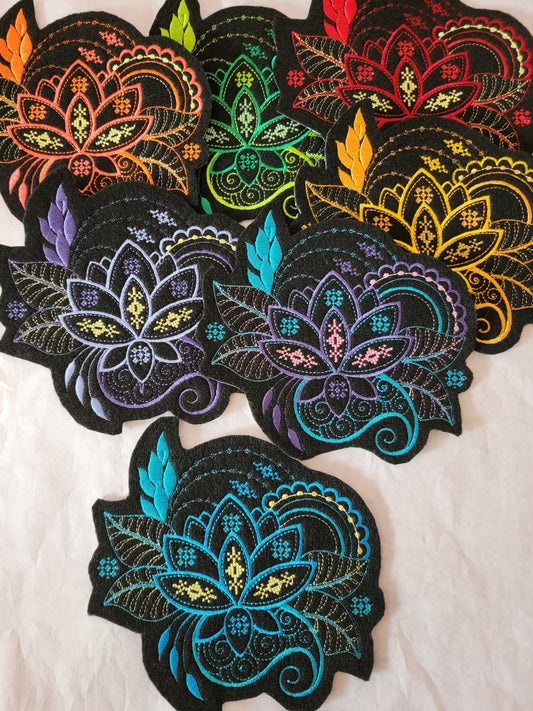 Lotus Flower, Felted Lotus Flower Iron-On Patch, Lotus Plant Patch, Inspirational Flower Patches,