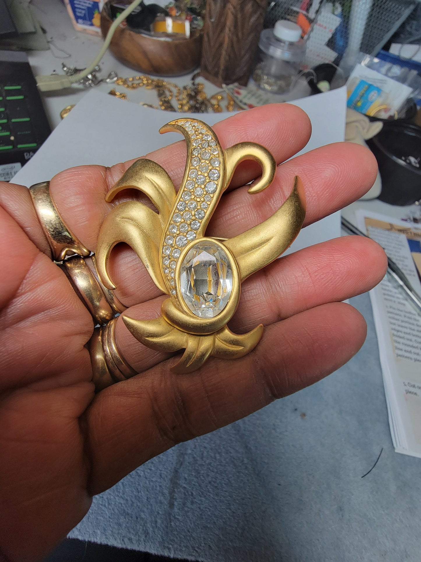 Vintage Brooch, Signed Swarovski, Vintage Jewelry, Lapel Brooch,