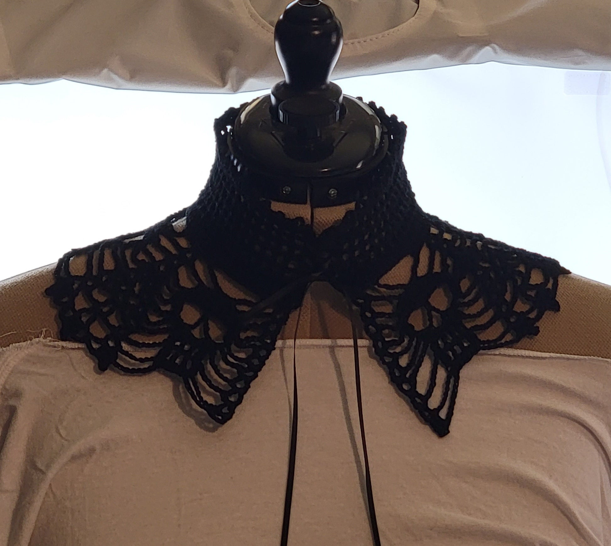 Skull Collar Choker, Handmade Crocheted Black Skull Collar, Halloween Fashion, Black Collars, Skeleton