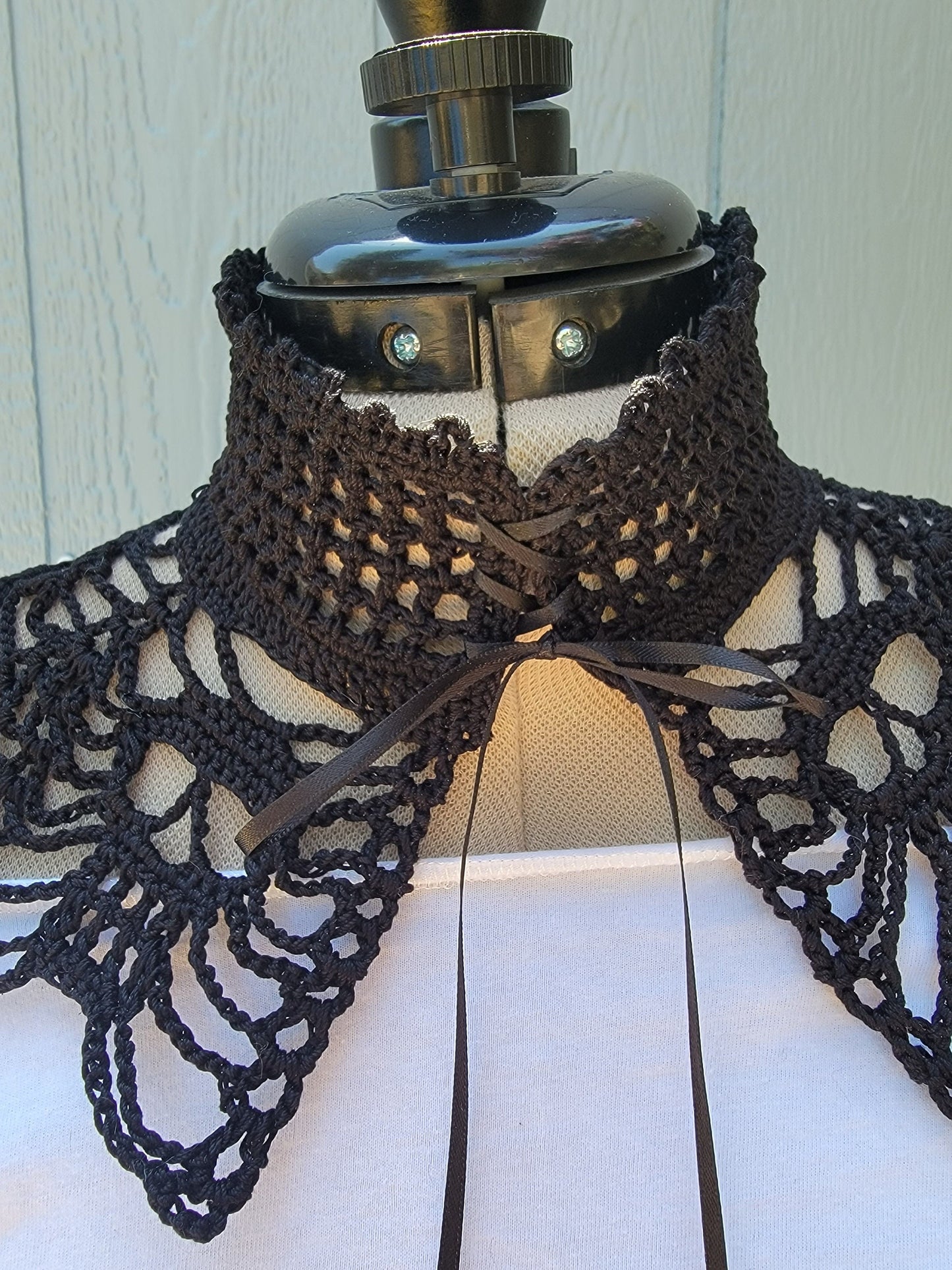 Skull Collar Choker, Handmade Crocheted Black Skull Collar, Halloween Fashion, Black Collars, Skeleton