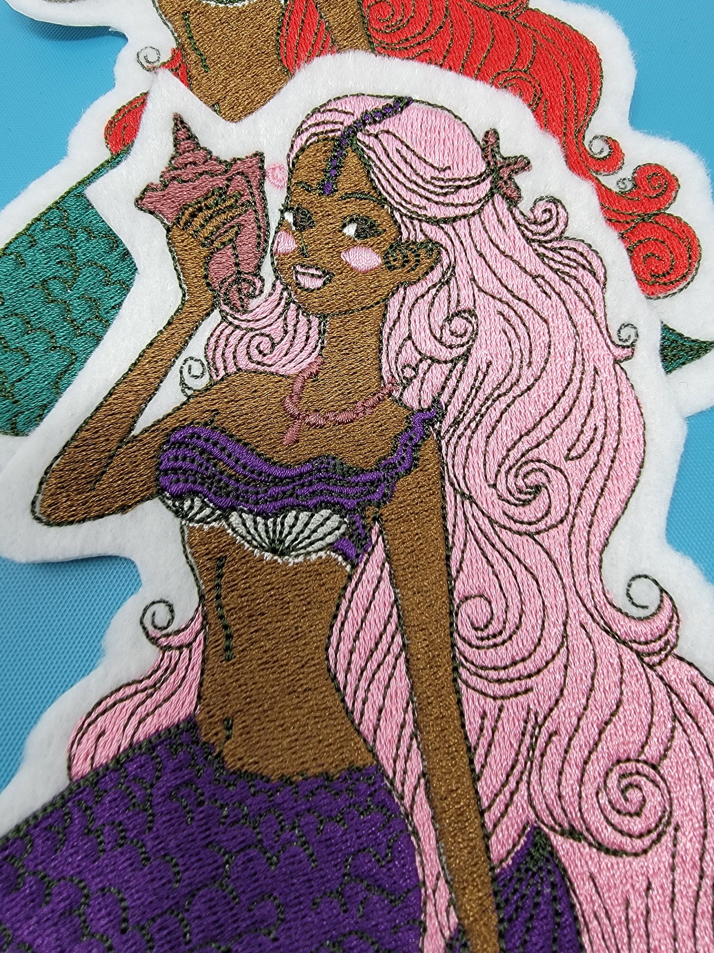 Black Mermaid, Mermaids, Cultural Mermaids, Iron-On Mermaid Patches, Black Cartoon