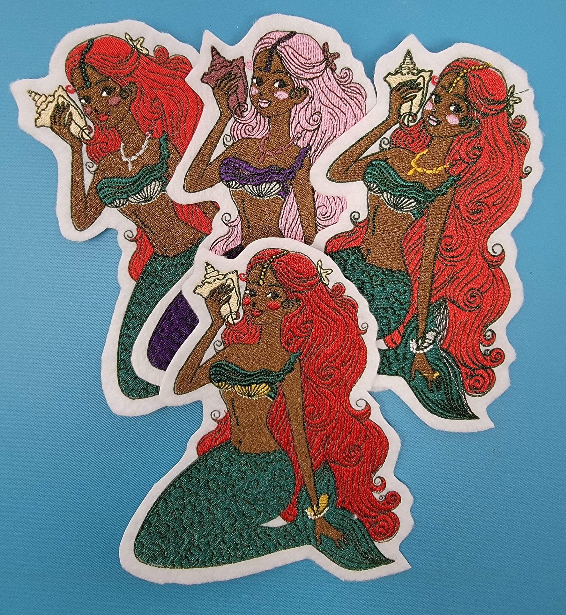 Black Mermaid, Mermaids, Cultural Mermaids, Iron-On Mermaid Patches, Black Cartoon