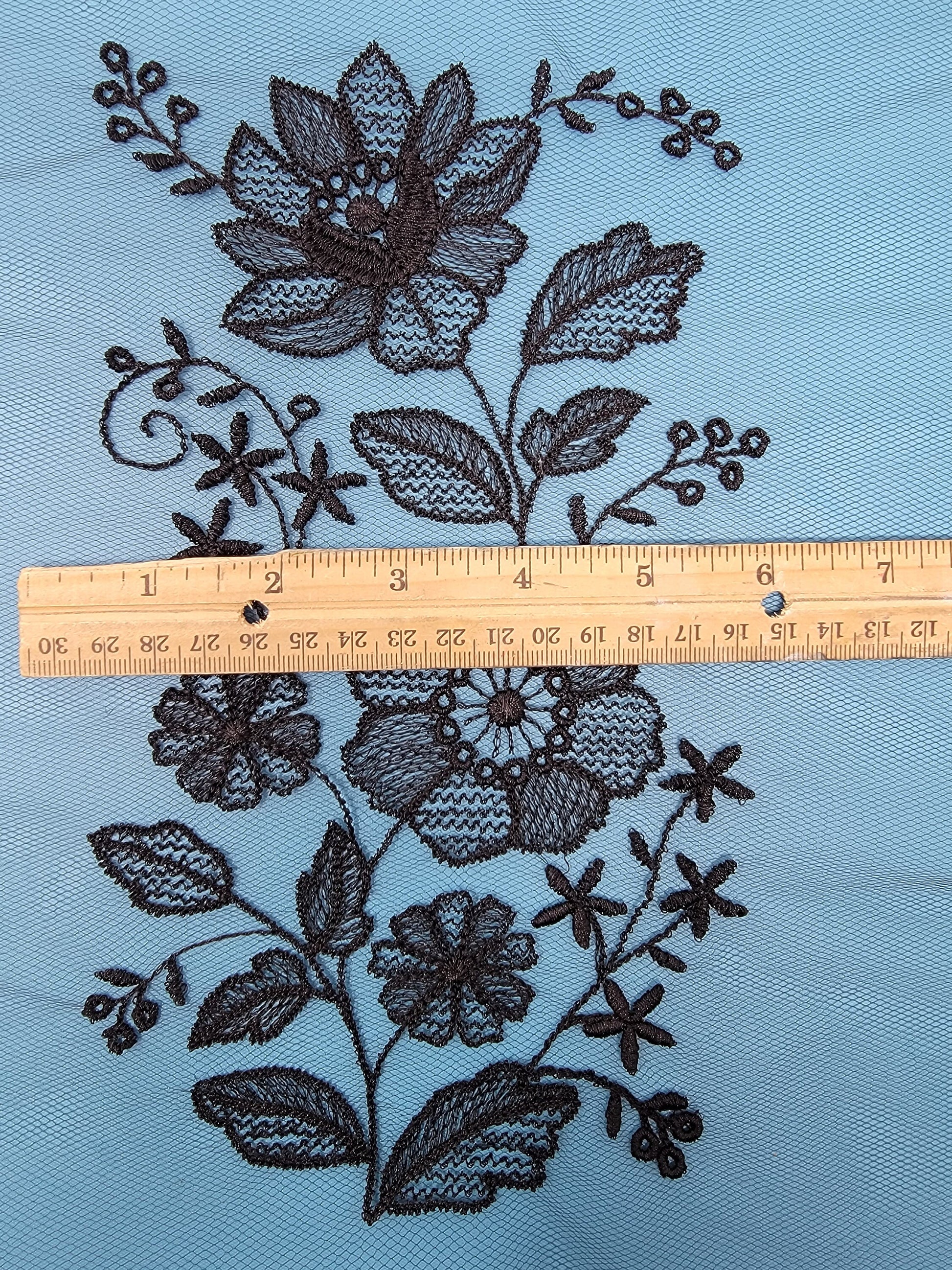 Black Floral Lace Applique, Black Lace, Gorgeous Goth, Moody Designs