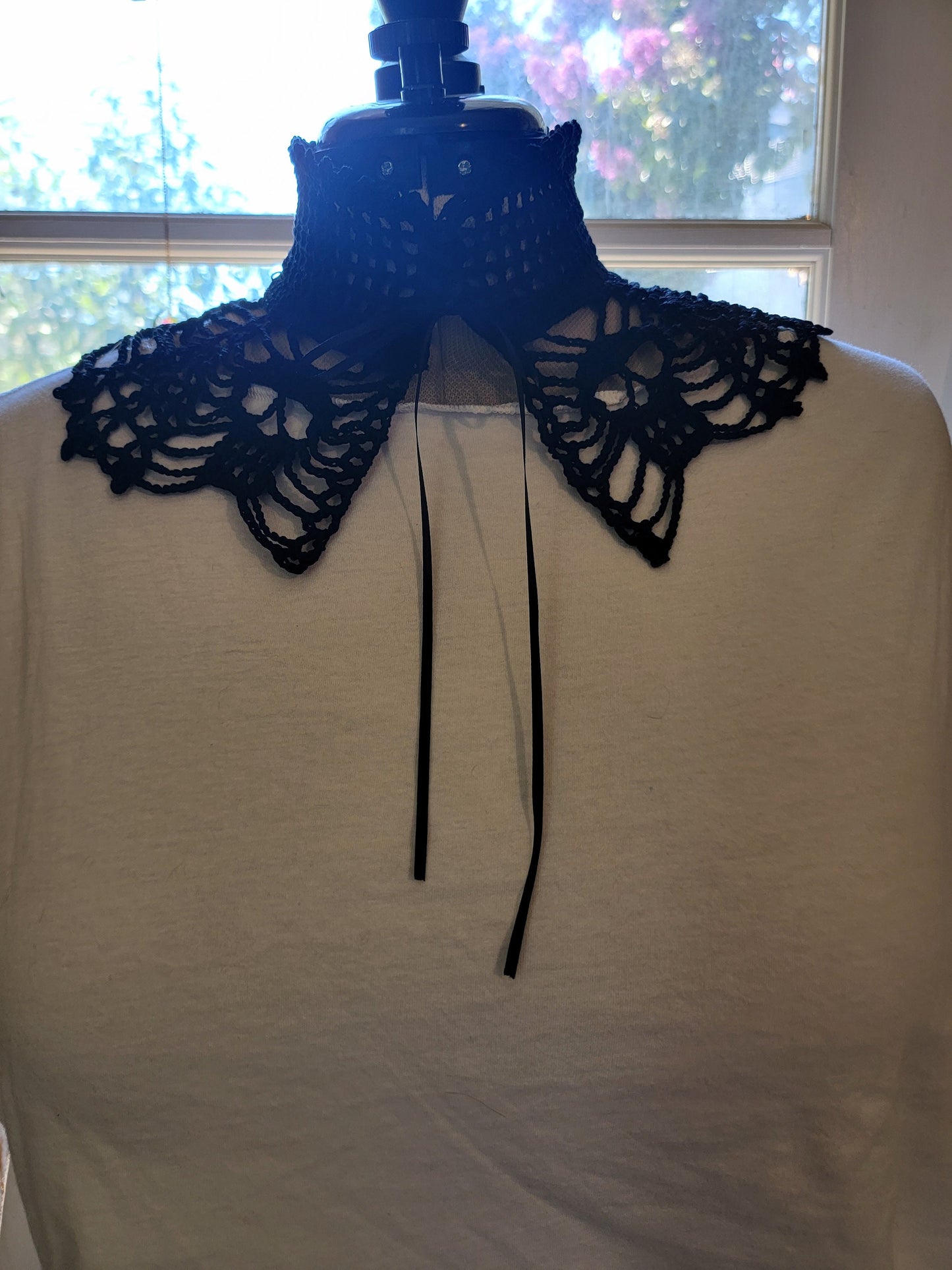 Skull Collar Choker, Handmade Crocheted Black Skull Collar, Halloween Fashion, Black Collars, Skeleton