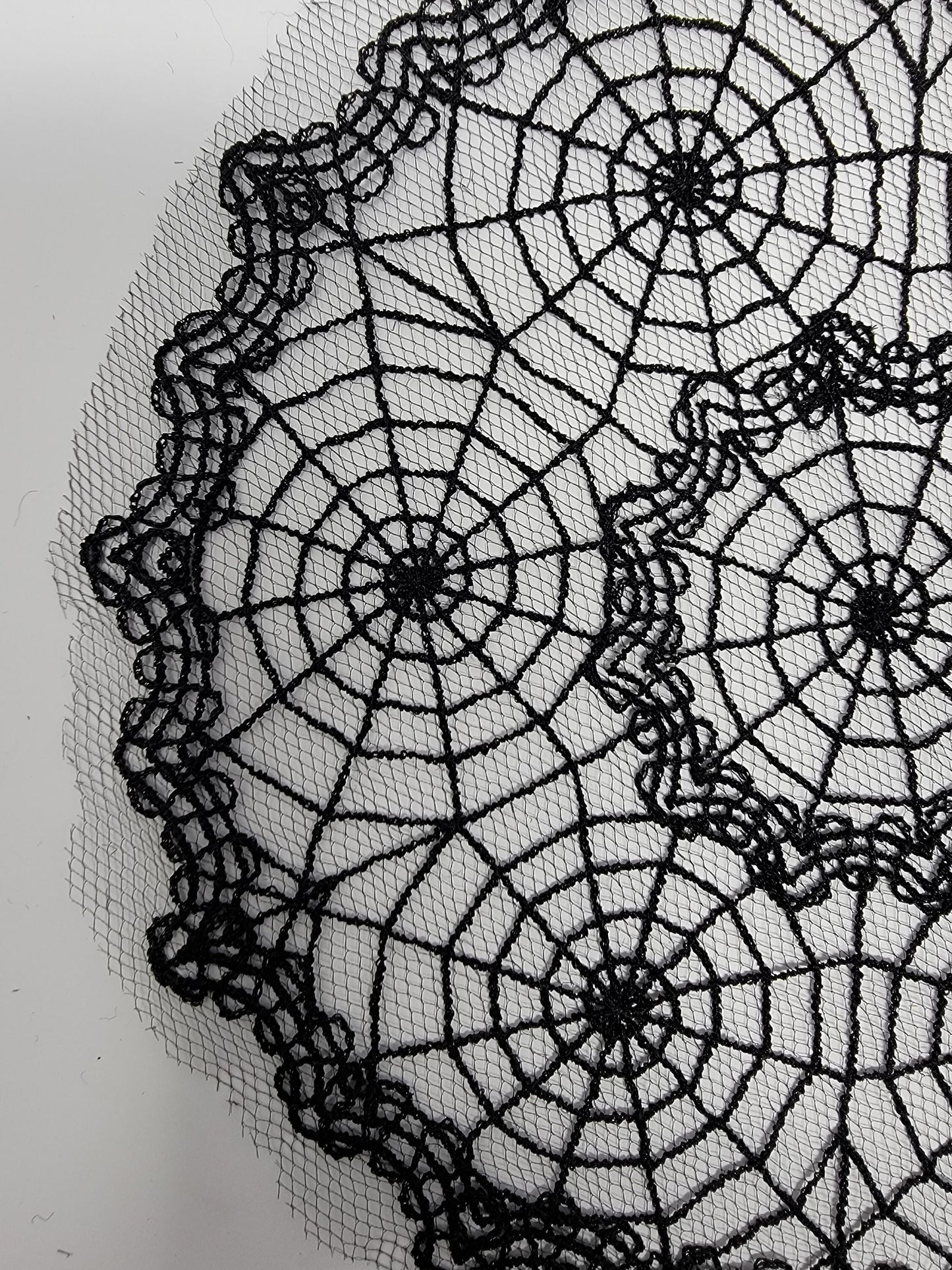Spiderweb, Halloween Web Lace Doily, Intricate Black Lace Cob Web Centerpiece, 3 piece Set