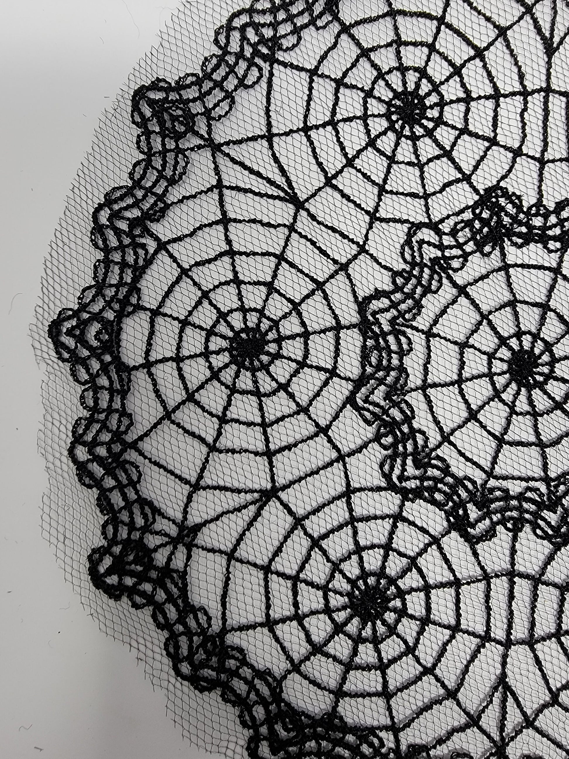 Spiderweb, Halloween Web Lace Doily, Intricate Black Lace Cob Web Centerpiece, 3 piece Set