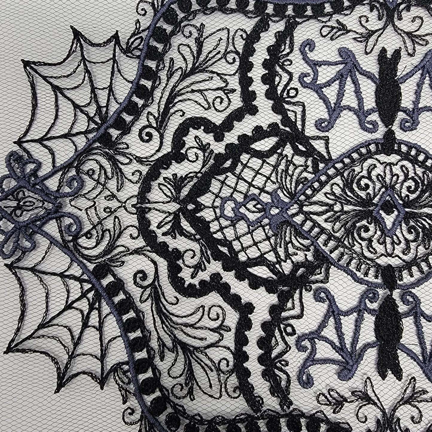 Black Doilies, Gothic, Bats and Cobwebs, Creepy, Halloween Lace Doily, Goth Style Decor, Witchy, Centerpiece, Table Runner, Lace, Appleseed
