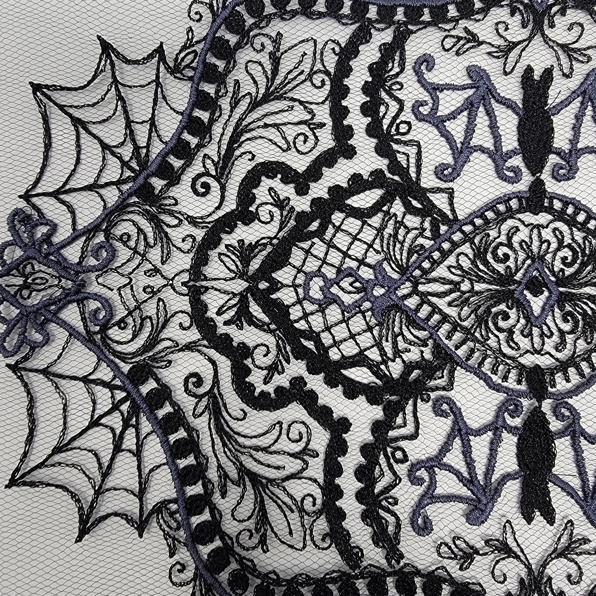 Black Doilies, Gothic, Bats and Cobwebs, Creepy, Halloween Lace Doily, Goth Style Decor, Witchy, Centerpiece, Table Runner, Lace, Appleseed
