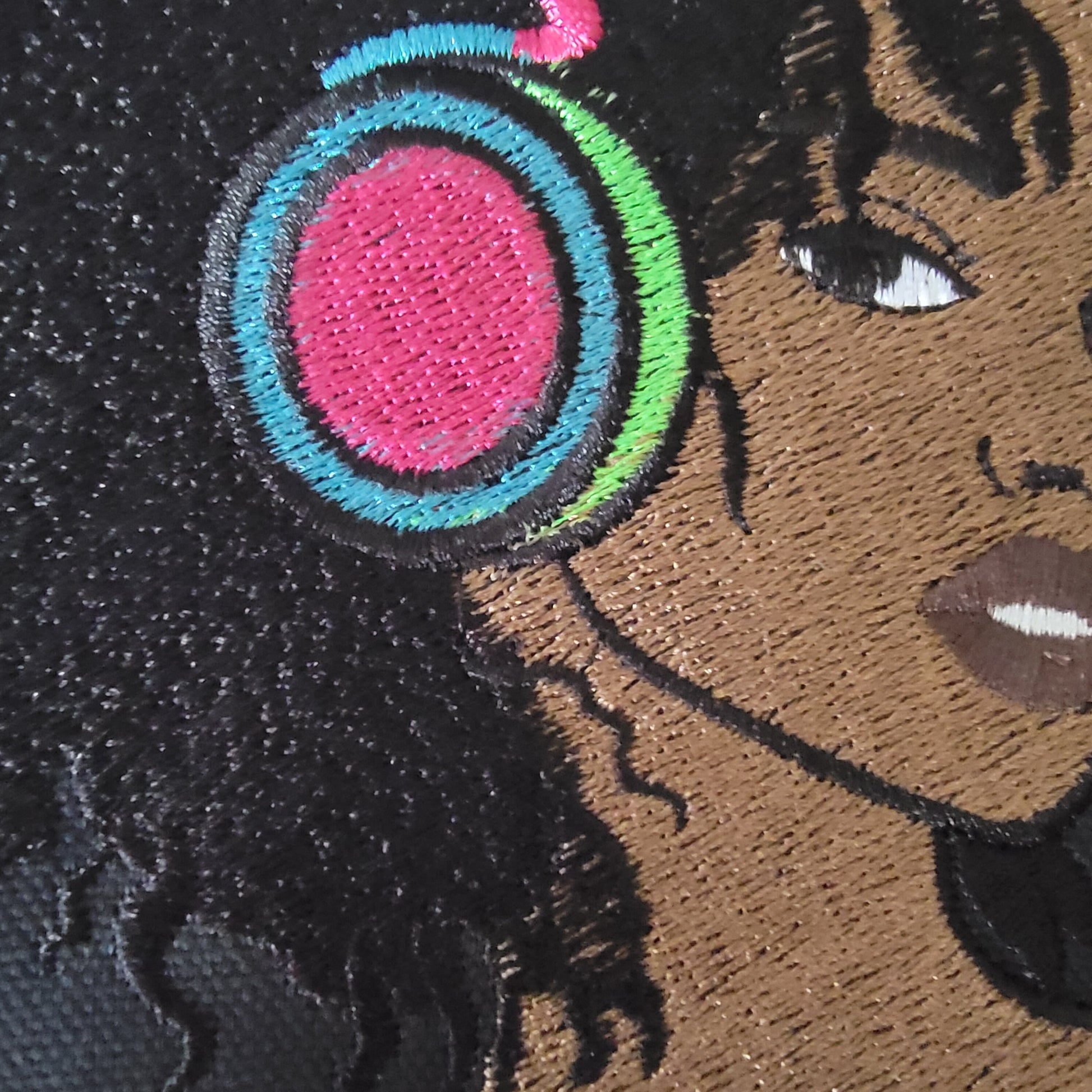 Black Girl with Headphones Iron-on Patch, Young Gifted and Black Patch or Picture for your Frame, Black Girl Magic