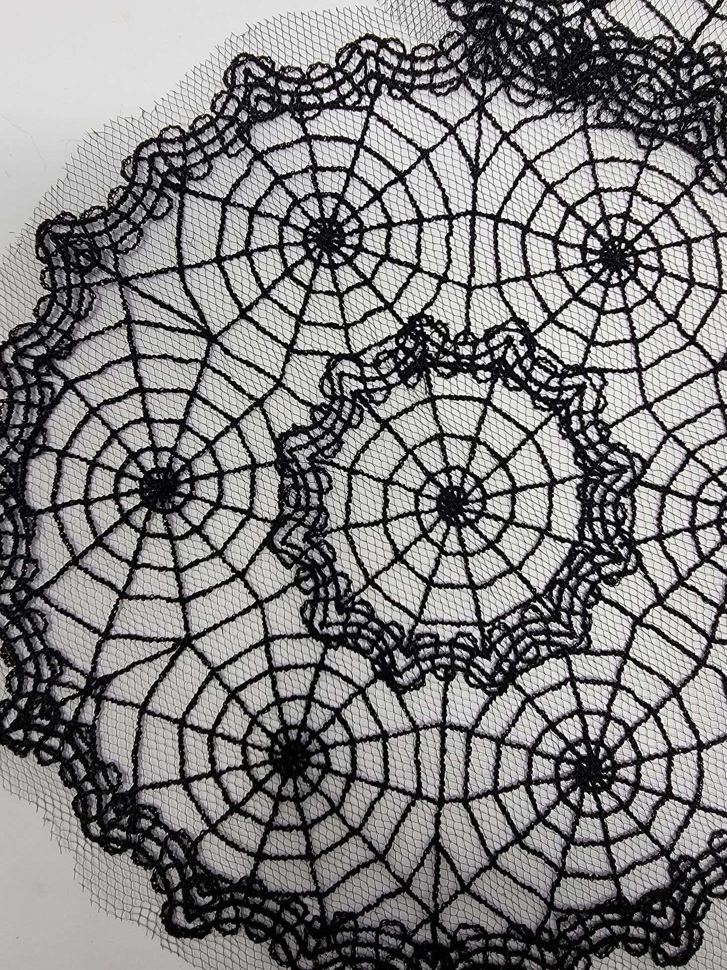Spiderweb, Halloween Web Lace Doily, Intricate Black Lace Cob Web Centerpiece, 3 piece Set