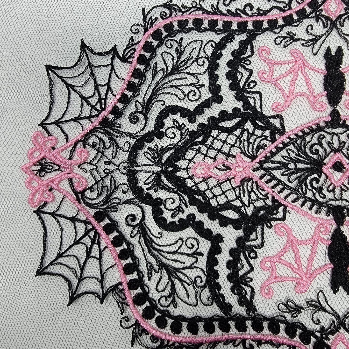 Black Doilies, Gothic, Bats and Cobwebs, Creepy, Halloween Lace Doily, Goth Style Decor, Witchy, Centerpiece, Table Runner, Lace, Appleseed