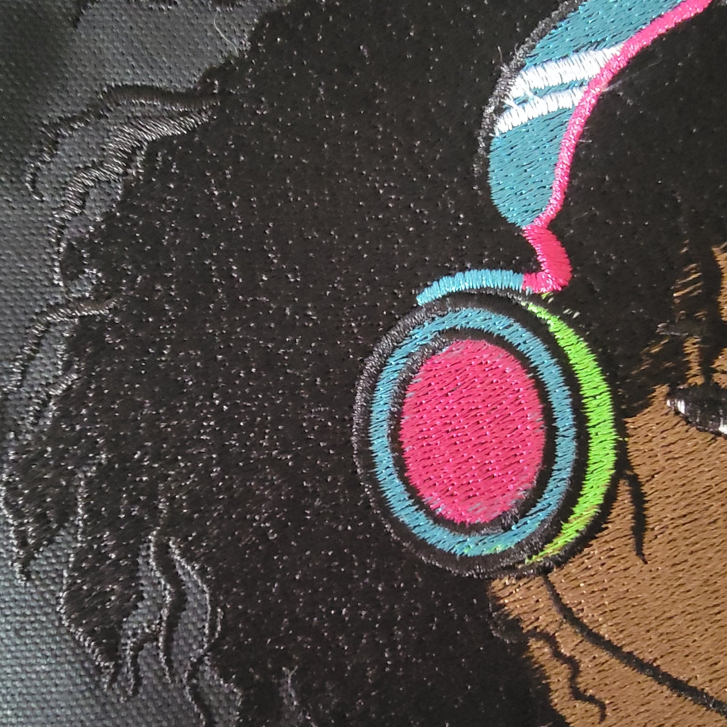 Black Girl with Headphones Iron-on Patch, Young Gifted and Black Patch or Picture for your Frame, Black Girl Magic