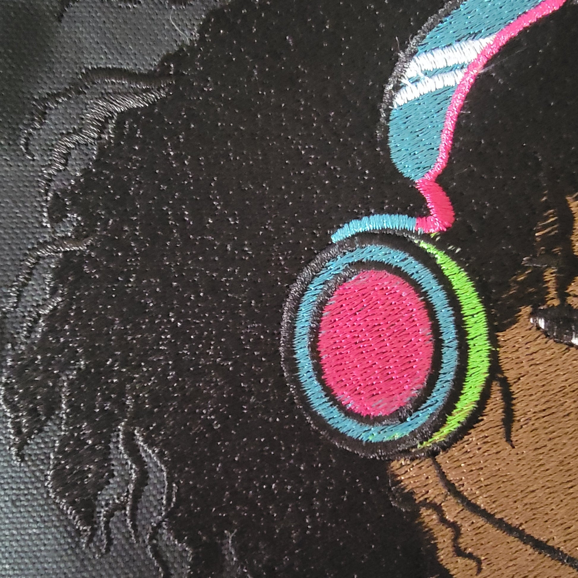 Black Girl with Headphones Iron-on Patch, Young Gifted and Black Patch or Picture for your Frame, Black Girl Magic