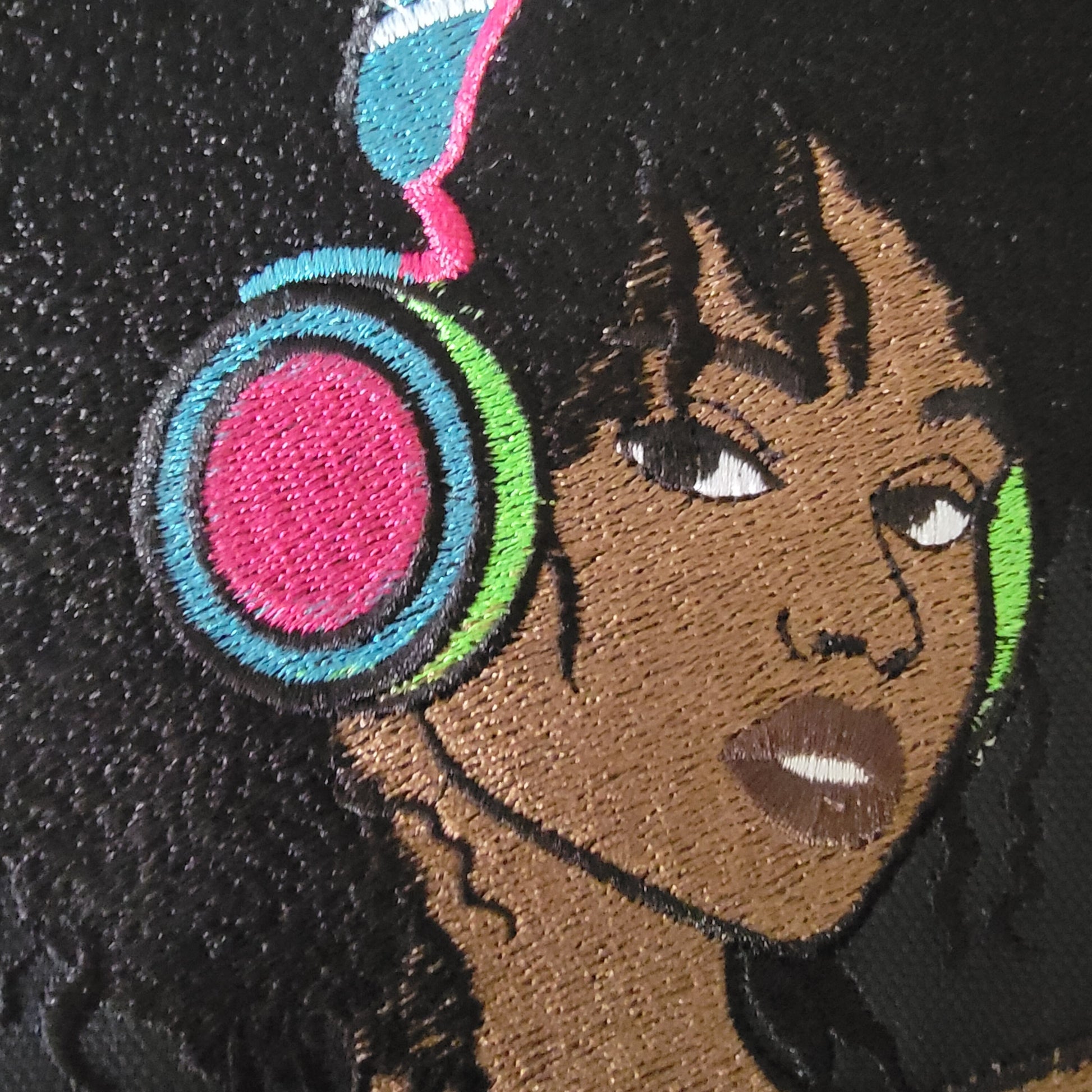 Black Girl with Headphones Iron-on Patch, Young Gifted and Black Patch or Picture for your Frame, Black Girl Magic