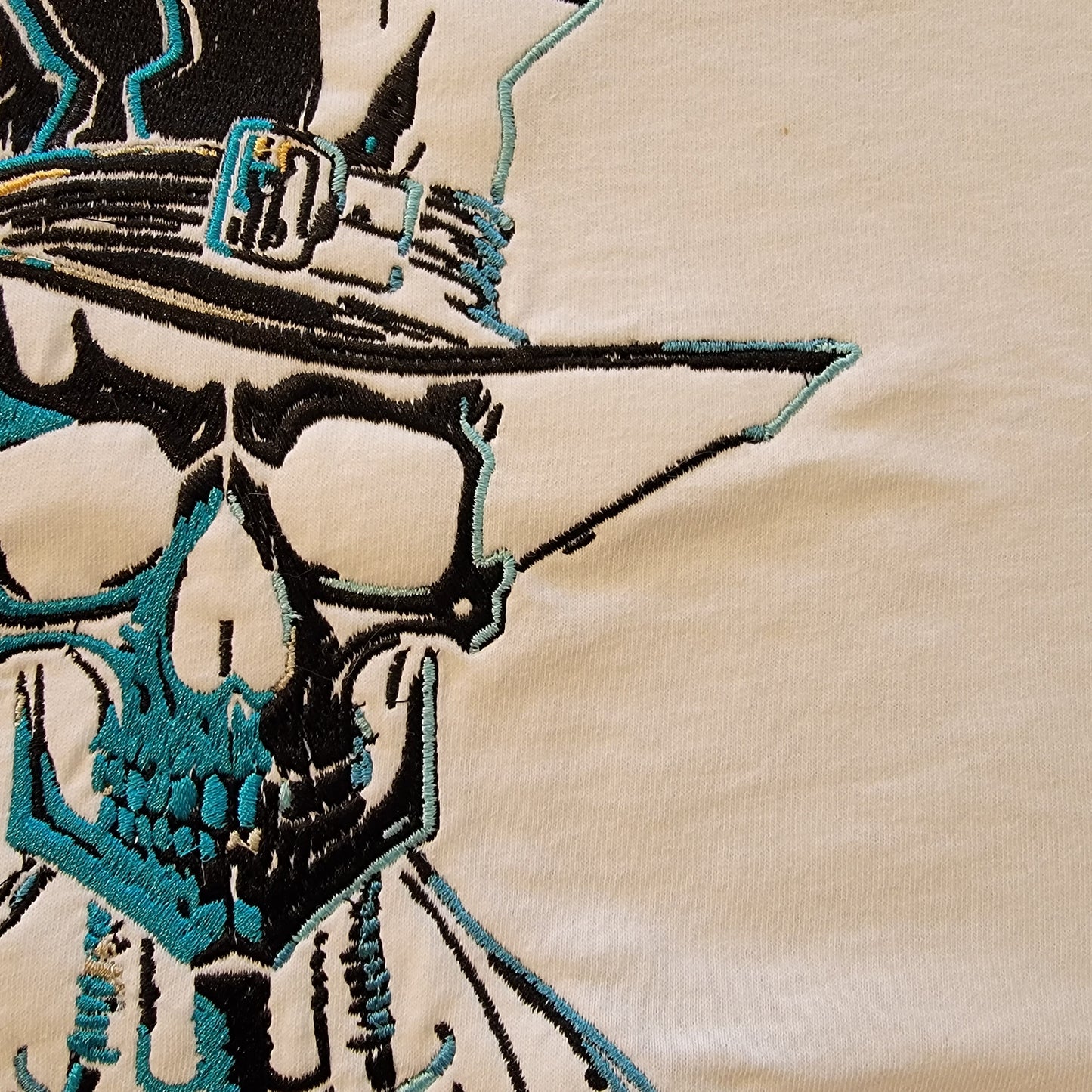 Skeleton, Dark and Eerie, Spooky Embroidered Skeleton Tapestry, Skeleton Wall Hanging, Fancy Skull, Gifts, Skeleton Cowboy, Motorcycle Patch