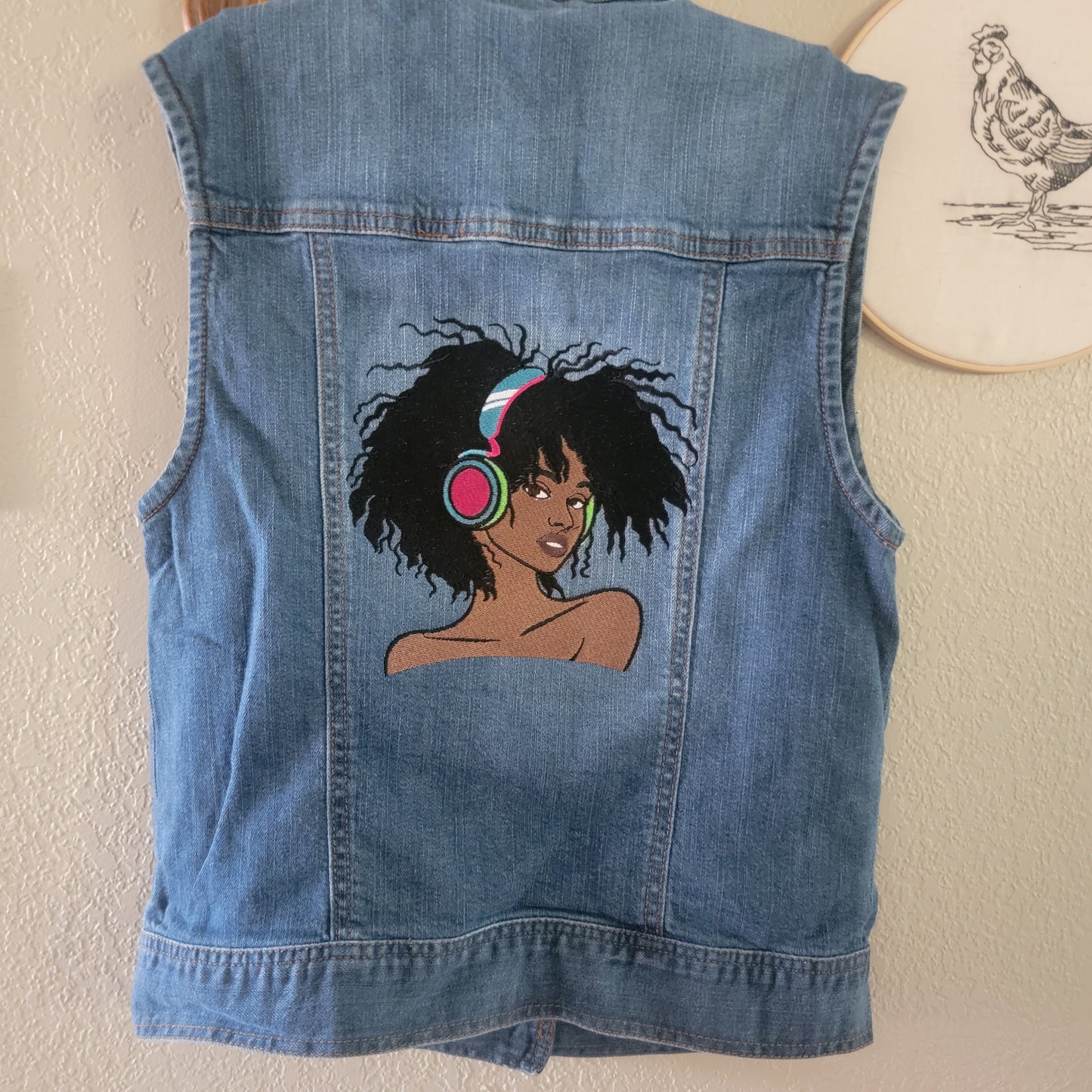 Black Girls, FOREVER 21 XS, Denim Vest with Pockets and Embroidery, Black Girl Magic Casual Clothing, African American
