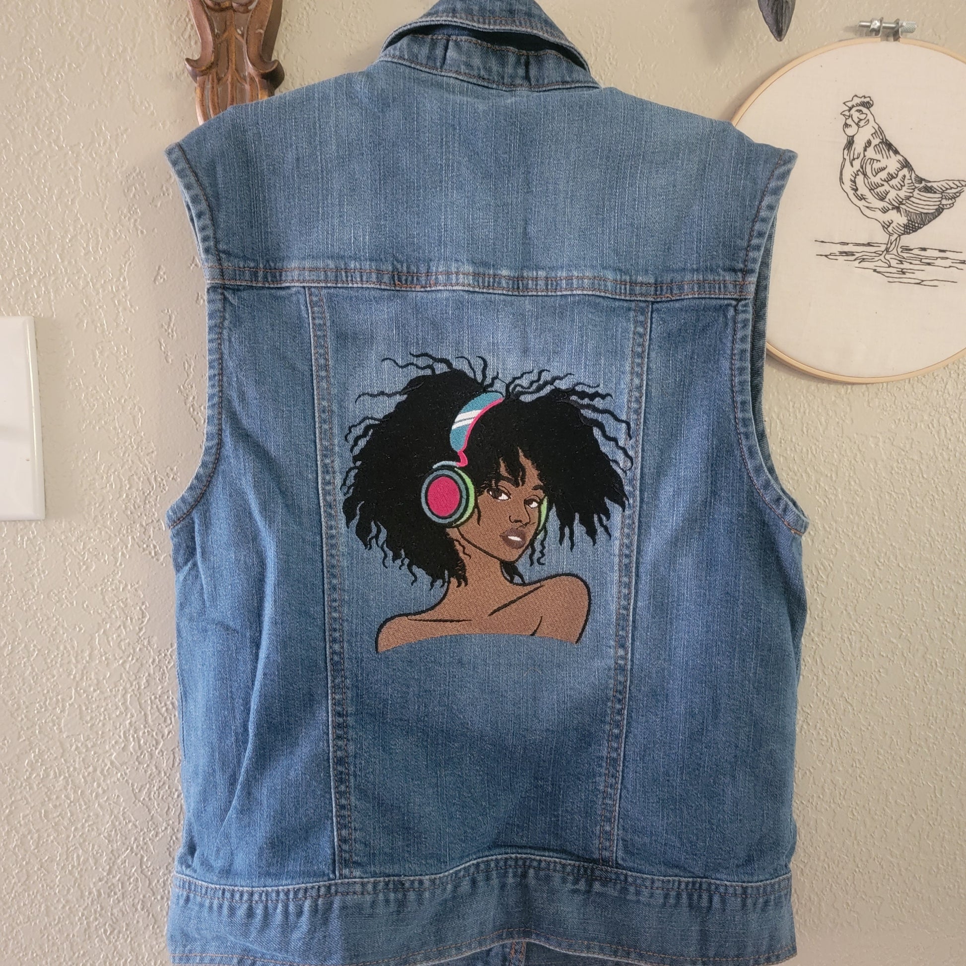 Black Girls, FOREVER 21 XS, Denim Vest with Pockets and Embroidery, Black Girl Magic Casual Clothing, African American