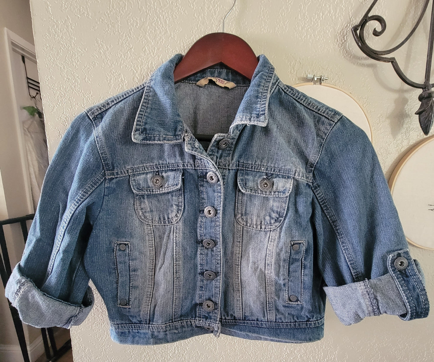 Mermaid, Black Mermaid Denim Jacket, Embroidered, Character Jacket, HWY Jeans, Highway Jacket Size M, Kids to Adult Jean Jacket