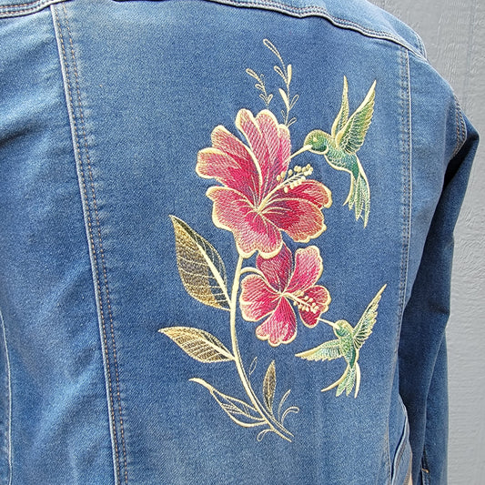 Denim Jacket with Hummingbird Embroidery, XL Cat and Jack Jacket, Kids Denim Jacket