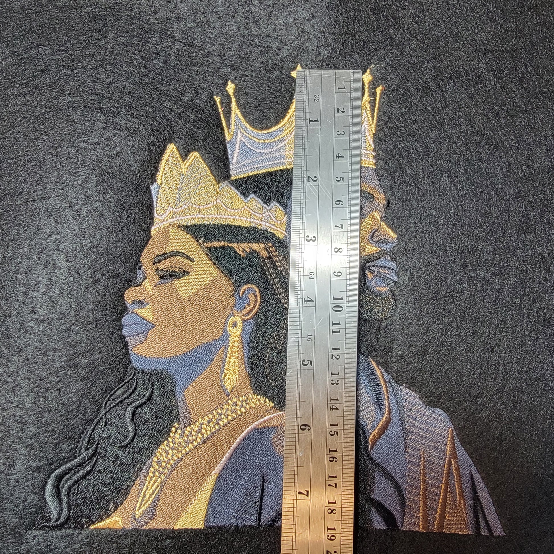 Black King and Queen Embroidered Tapestry