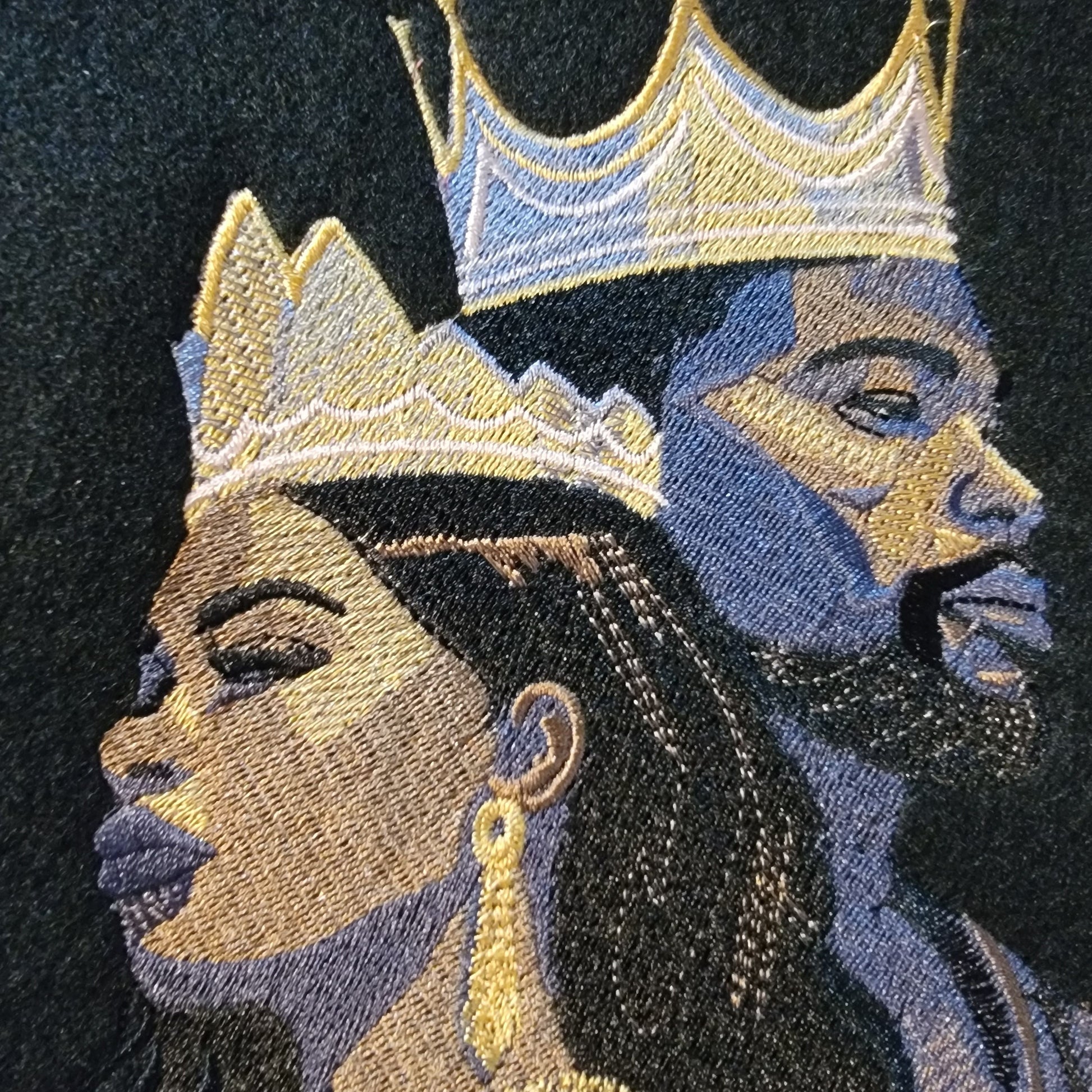 Black King and Queen Embroidered Tapestry