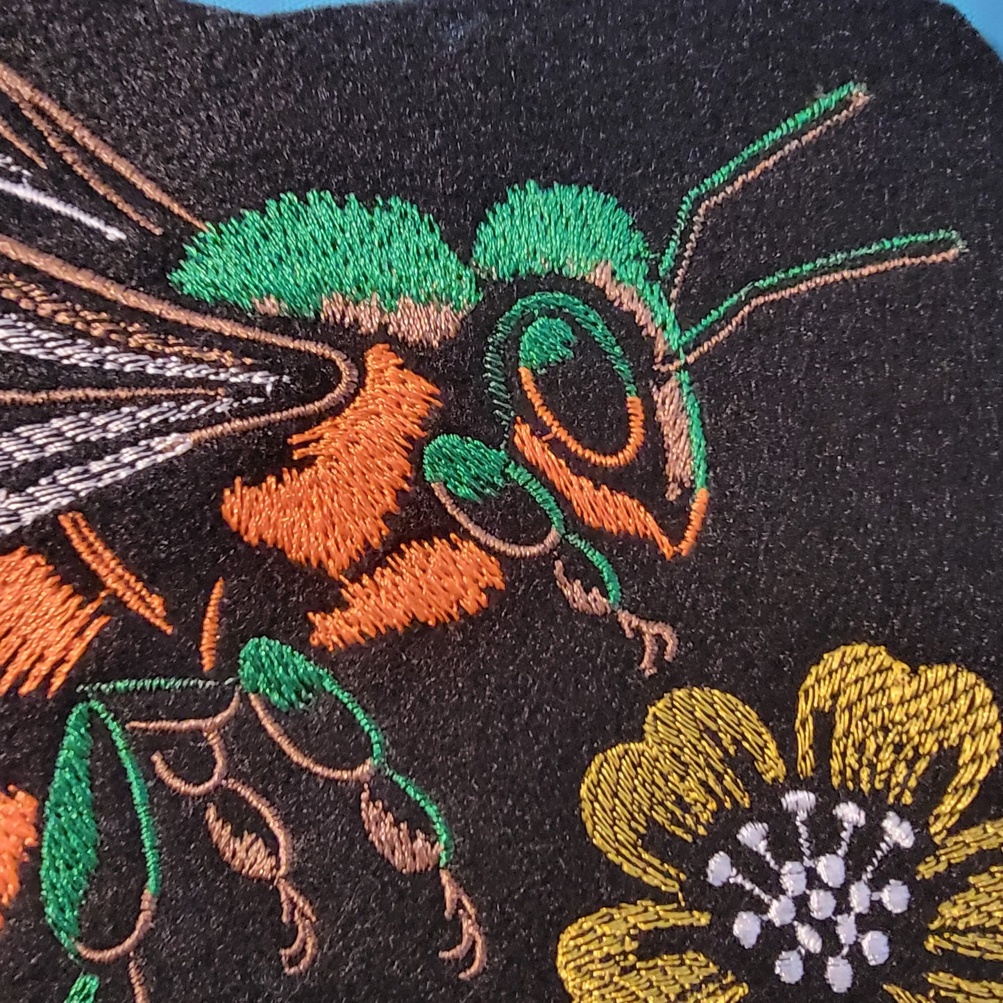 Bee Iron-on Embroidery Patch, Bee's and Flowers