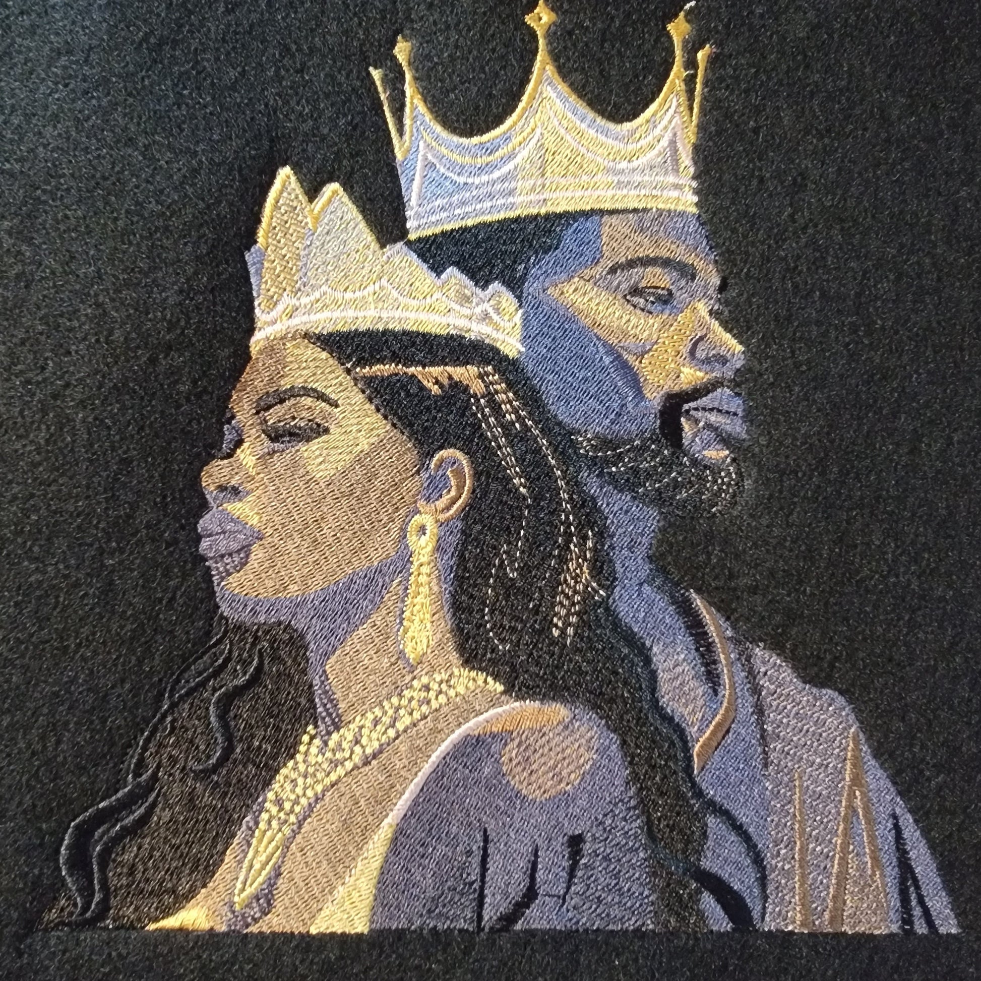 Black King and Queen Embroidered Tapestry