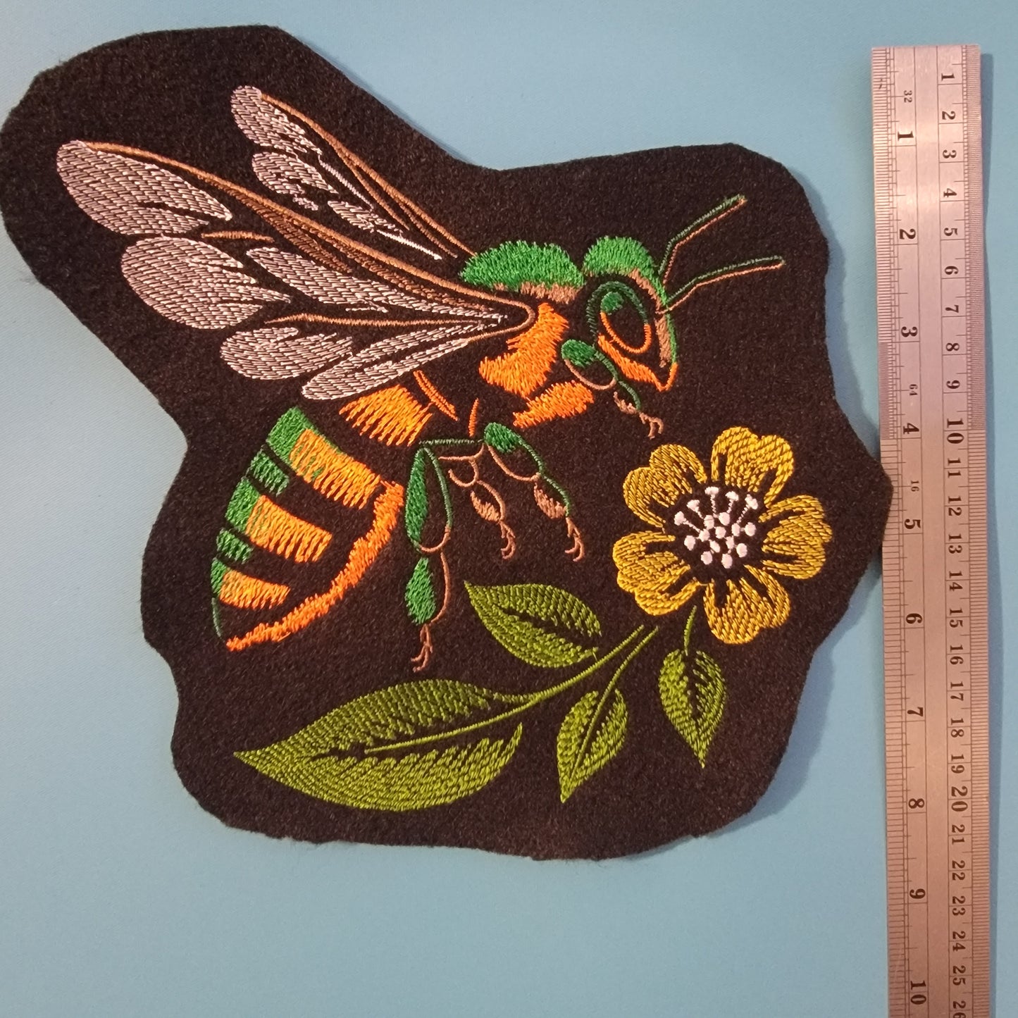 Bee Iron-on Embroidery Patch, Bee's and Flowers