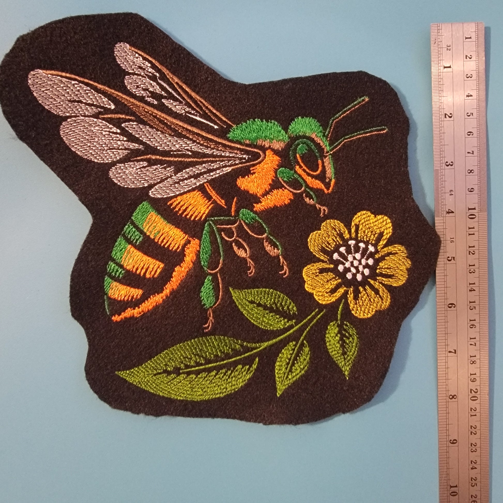 Bee Iron-on Embroidery Patch, Bee's and Flowers