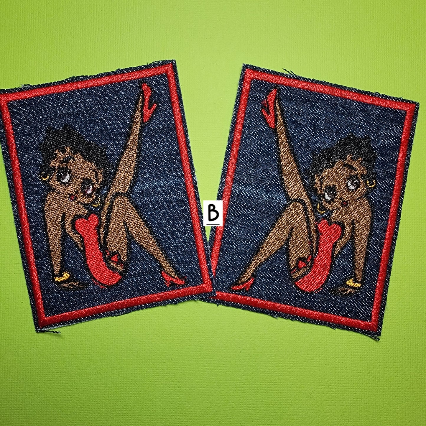Black Betty Boop Patch on Upcycled Denim, Black History, Black Icons