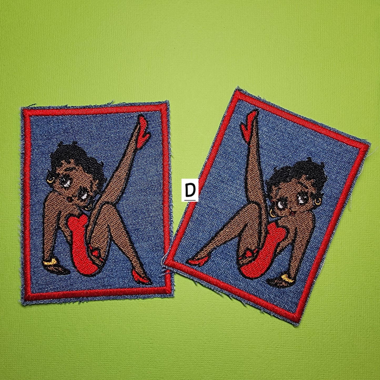 Black Betty Boop Patch on Upcycled Denim, Black History, Black Icons
