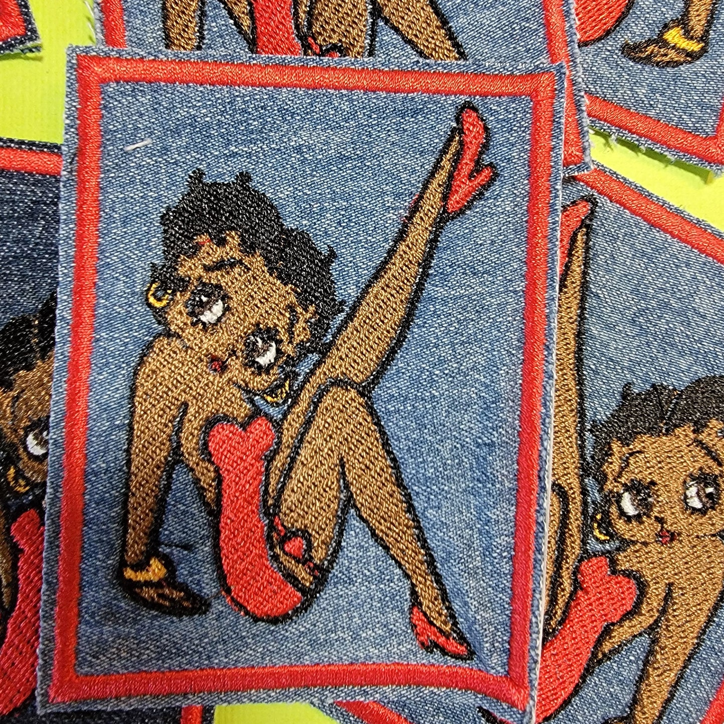 Black Betty Boop Patch on Upcycled Denim, Black History, Black Icons