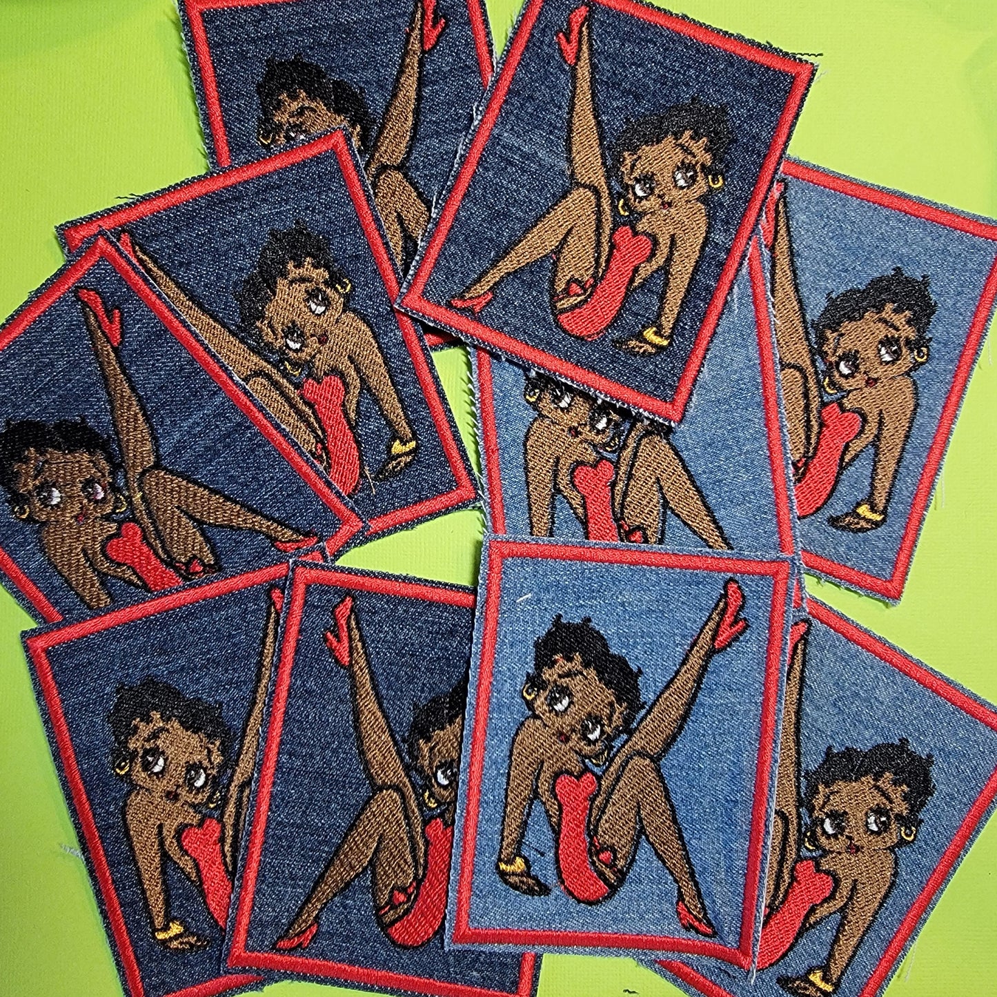 Black Betty Boop Patch on Upcycled Denim, Black History, Black Icons