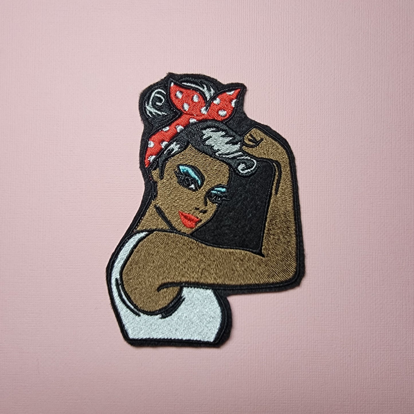 Rosie the Riveter, Black Impressionist Rosie the Riveter Iron-on Embroidery Patch, Empowerment, Icon's of WWII.