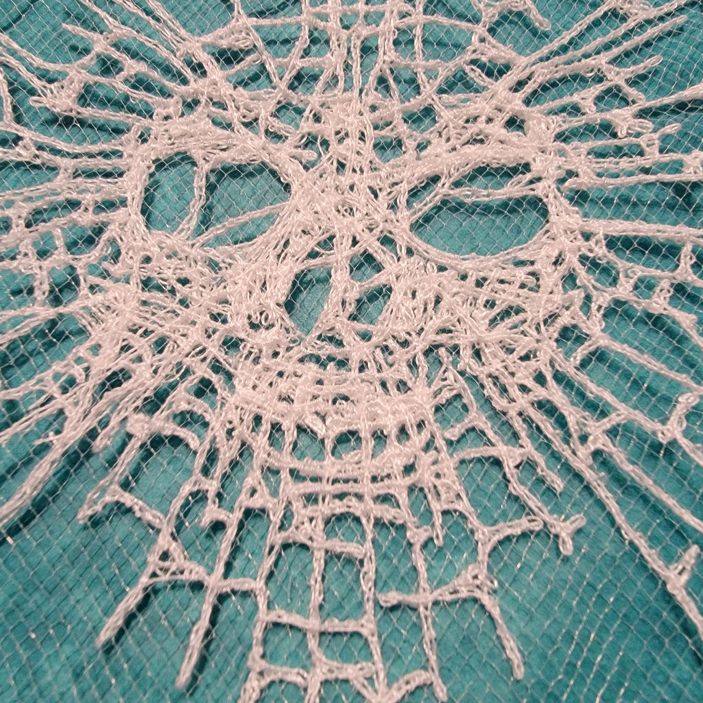 Skull Web, Embroidery Thread Web, Spider Webs, Haunted Home Decor, Halloween Lace, Doily, Goth, Eerie Decorations, Appliques