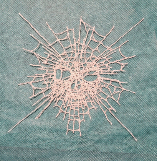 Skull Web, Embroidery Thread Web, Spider Webs, Haunted Home Decor, Halloween Lace, Doily, Goth, Eerie Decorations, Appliques