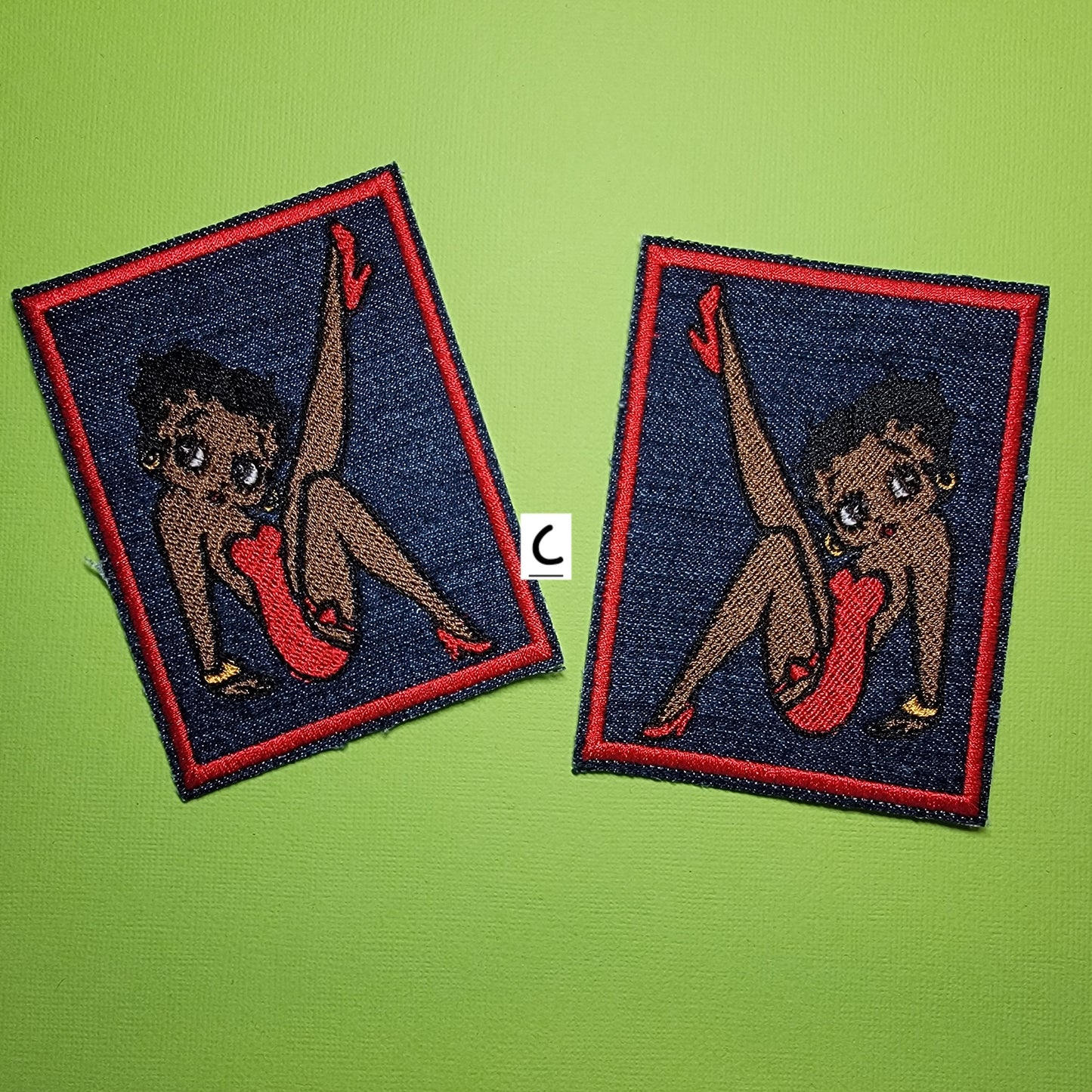 Black Betty Boop Patch on Upcycled Denim, Black History, Black Icons