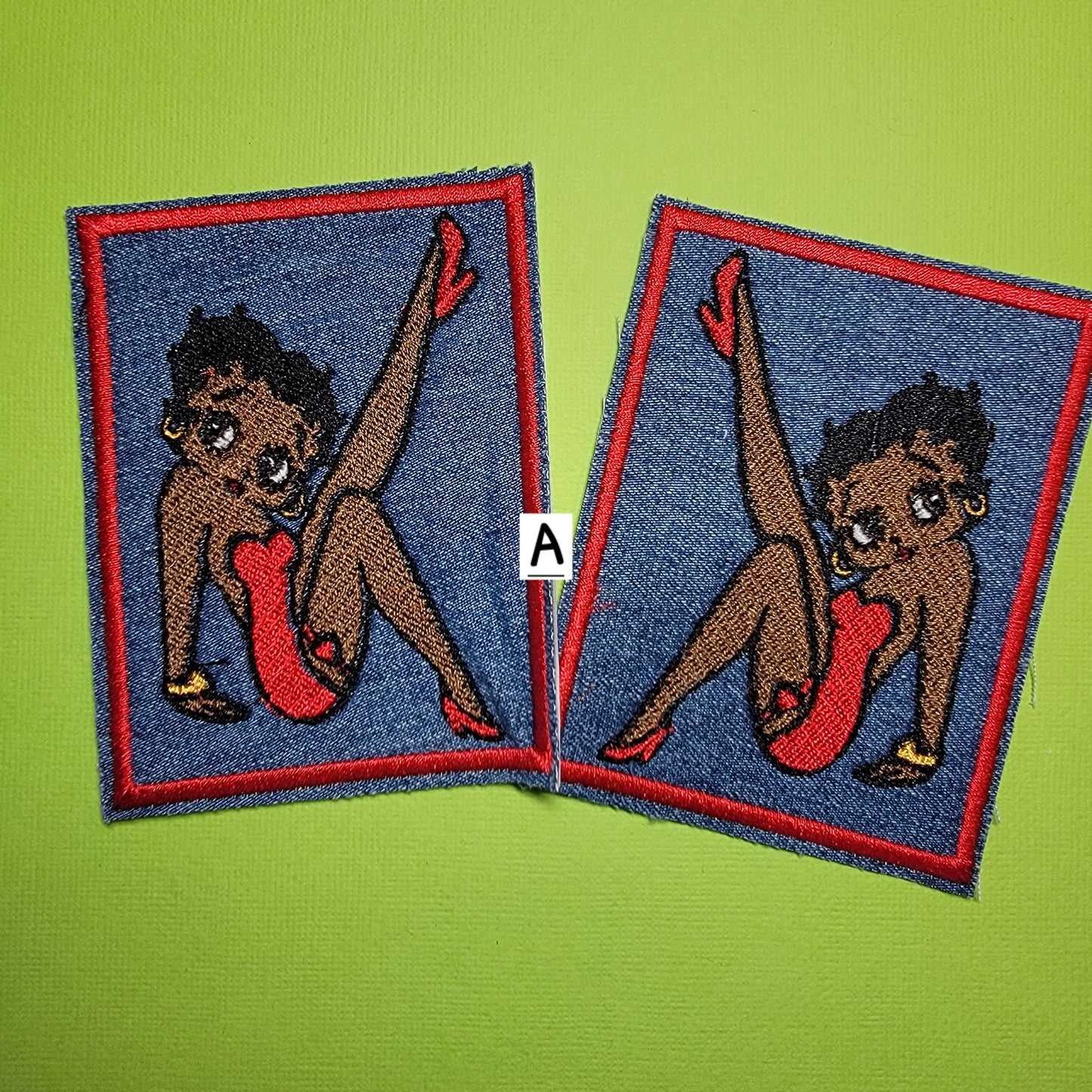 Black Betty Boop Patch on Upcycled Denim, Black History, Black Icons