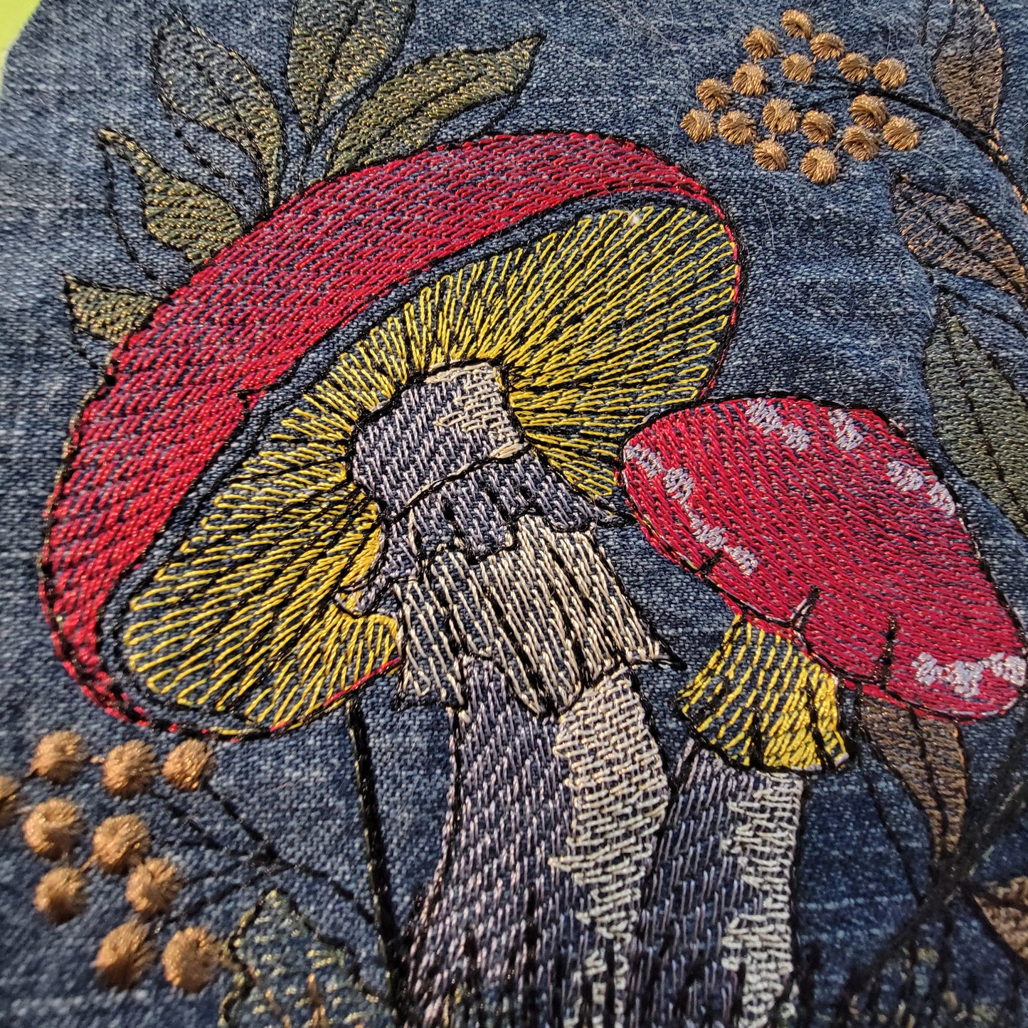 Mushroom Patch, Mushroom Embroidered Patch with Iron-on Placement Adhesive, Sew-on Applique,