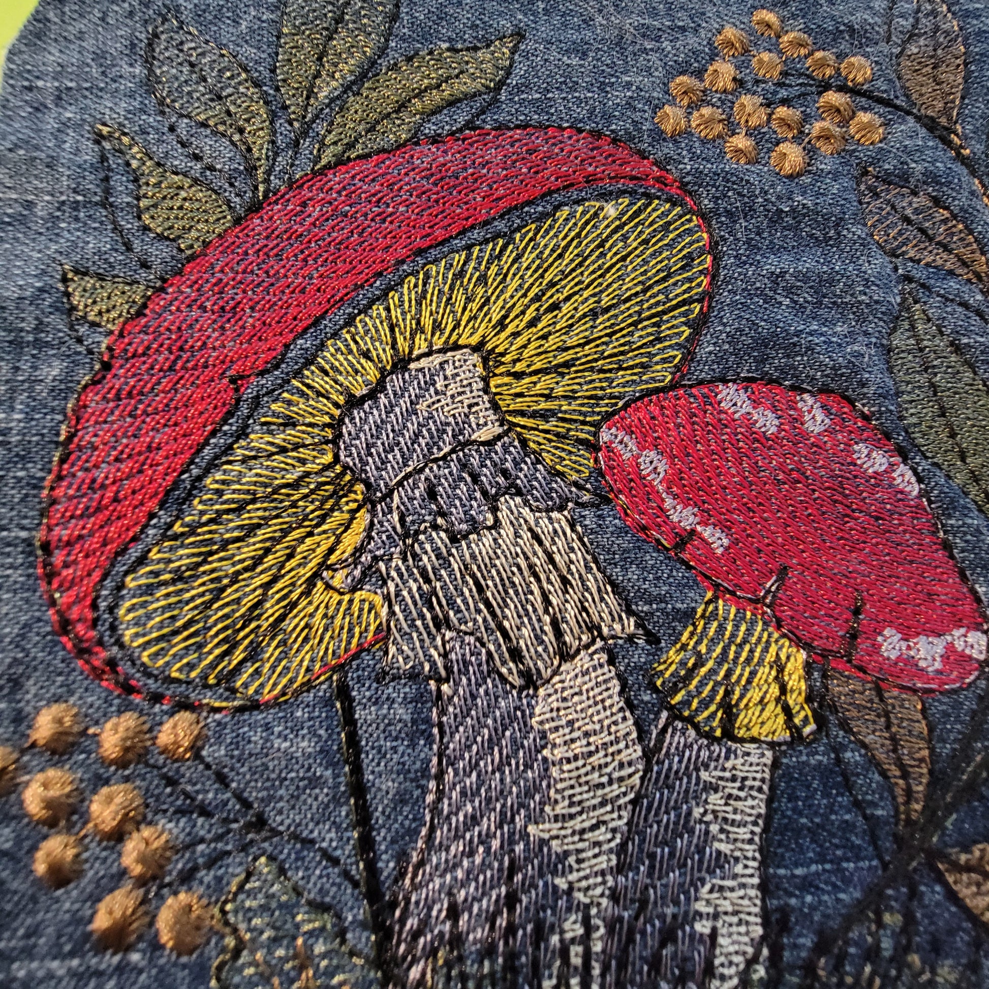 Mushroom Patch, Mushroom Embroidered Patch with Iron-on Placement Adhesive, Sew-on Applique,