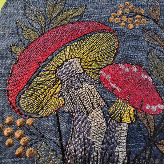 Mushroom Patch, Mushroom Embroidered Patch with Iron-on Placement Adhesive, Sew-on Applique,